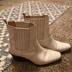 Off White Vintage Cowboy Bootie